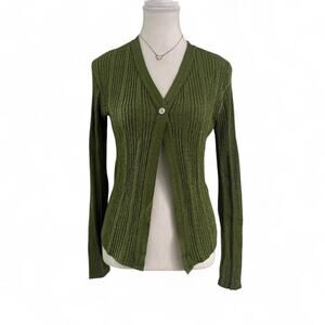 Equestrian Core Green Open Long Sleeve Button Absolutely Creative Cotton Size M